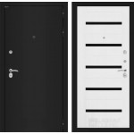 Входная металлическая дверь Classic шагрень черная или медный антик (на выбор) 01 Белое дерево, стекло черное