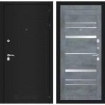 Входная металлическая дверь Classic шагрень черная или медный антик (на выбор) 20 Бетон темный, зеркальные вставки