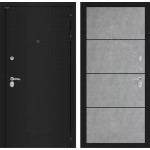 Входная металлическая дверь Classic шагрень черная или медный антик (на выбор) 25 Бетон светлый, черный молдинг