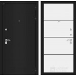 Входная металлическая дверь Classic шагрень черная или медный антик (на выбор) 25 Белый софт, черный молдинг
