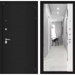 Входная металлическая дверь Classic шагрень черная или медный антик (на выбор) Зеркало Панорама Белый софт