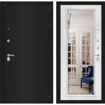 Входная металлическая дверь Classic шагрень черная или медный антик (на выбор) зеркало Фацет Белый софт