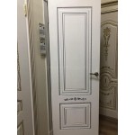 Двери Смальта 04 белая эмаль RAL 9003 патина серебро