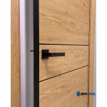 Межкомнатные двери Лофт-2 ольха арт, черная алюминиевая кромка с 4-х сторон