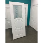 Двери Круг белая эмаль со стеклом