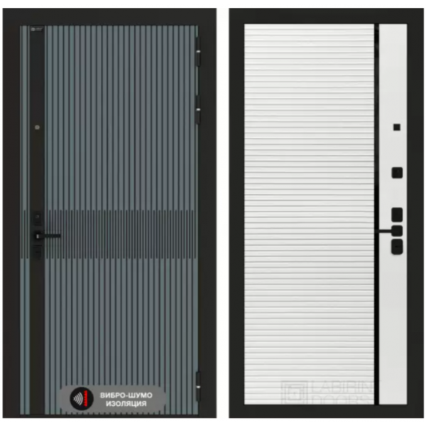 Входная дверь ISSIDA 22 - Белый софт, черная вставка