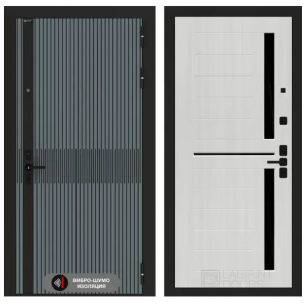 Входная дверь ISSIDA 02 - Сандал белый, стекло черное